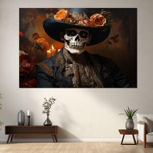 Day Of The Dead Canvas Print, Canvas Wall Decor, Canvas Paint Art, Day Of The Dead Art, Digital Art, Canvas Print Ready to Hang.