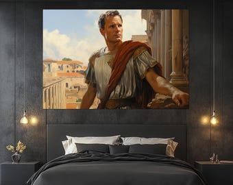 Impresión en lienzo de Senador romano – Arte mural de Julio César – Pintura de la antigua Roma – Regalo para aficionados a la historia – Póster de la antigua Roma