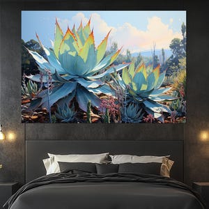 Agave Succulent Canvas Print – Desert Botanical Wall Art – Agave Cactus Garden Poster – Modern Southwest Nature Decor – Agave Artwork