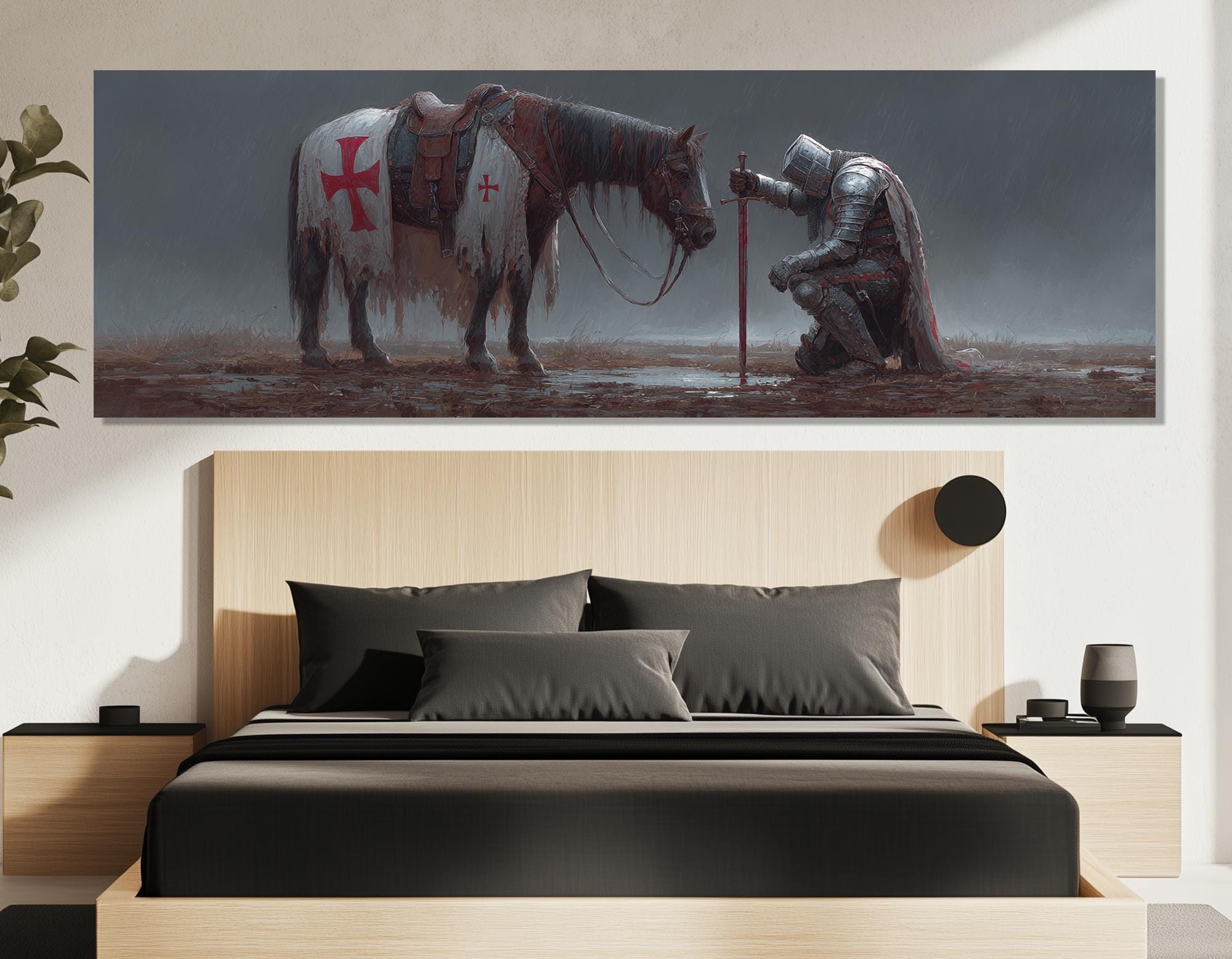 Templar Knight Prayer Canvas Print – Medieval Wall Art – Crusader ...