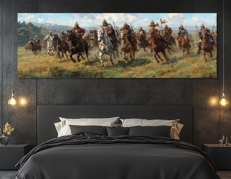 Medieval Cavalry Charge Canvas Print – Knight Horsemen Wall Art – Epic ...