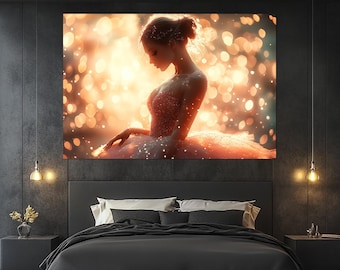 Ballerina Canvas Print – Dreamy Dancer Wall Art – Sparkle Dancer Poster – Elegant Ballet Wall Decor – Glittering Ballerina Painting