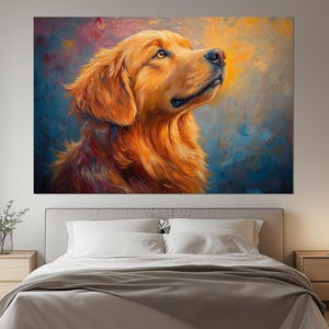 Golden Retriever Canvas Print – Dog Wall Art – Golden Retriever Portrait Poster – Animal Lover Gift – Golden Retriever Painting
