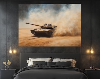 Abrams Tank Canvas Print – Military Tank Wall Art – Battlefield Poster – Army Decor for Man Cave – Abrams Tank Painting – Military Picture