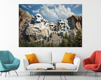 Mount Rushmore National Memorial Canvas Print, Mount Rushmore Painting, Mount Rushmore Poster, Mount Rushmore Picture, US President Wall Art