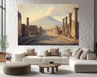 Mount Vesuvius Canvas Print, Pompeii Wall Art, Mount Vesuvius Picture, Mount Vesuvius Painting, Pompeii Landscape, Mount Vesuvius Poster