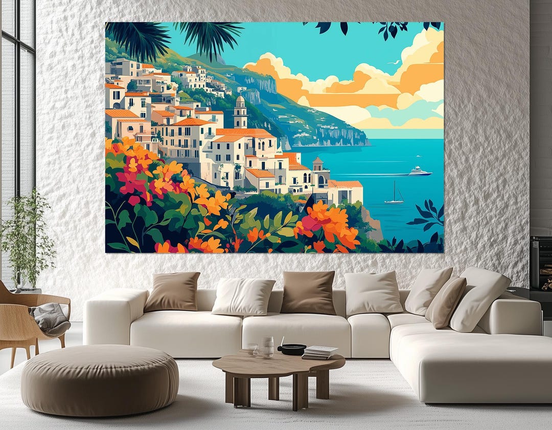 Amalfi Coast Canvas Print – Italian Seaside Wall Art – Amalfi Coast ...