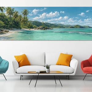 Tropical Jamaica Canvas Print – Caribbean Beach Wall Art – Coastal Landscape Poster – Island Paradise Painting – Ocean View Room Decor