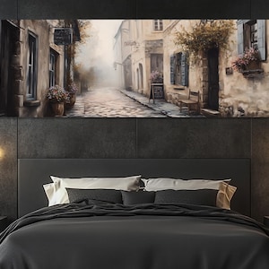 French Village Street Canvas Print – Romantic European Art – Rustic French Village Painting – Timeless Wall Decor – French Village Poster