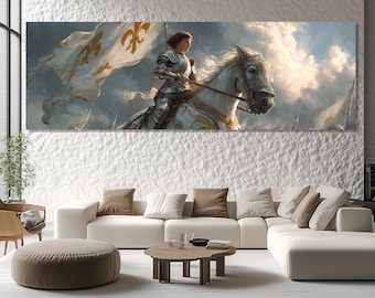 Joan of Arc Canvas Print – Heroic Woman Warrior Art – French History Poster – Medieval Knight Wall Decor – Joan of Arc Artwork