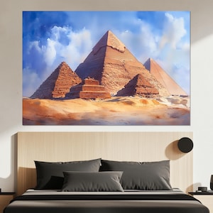 Egypt Pyramids Canvas Print – Ancient Pyramids Wall Art – Giza Pyramids Poster – Historic Travel Wall Decor – Timeless Pyramid Painting