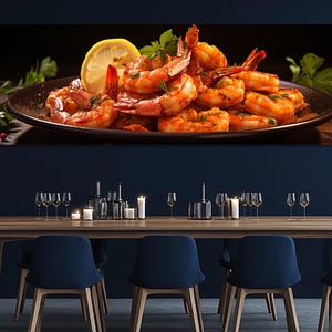 Shrimps Dish Canvas Print – Spicy Seafood Wall Art – Gourmet Prawn Poster – Shrimps Kitchen Decor – Gift for Chef or Foodie