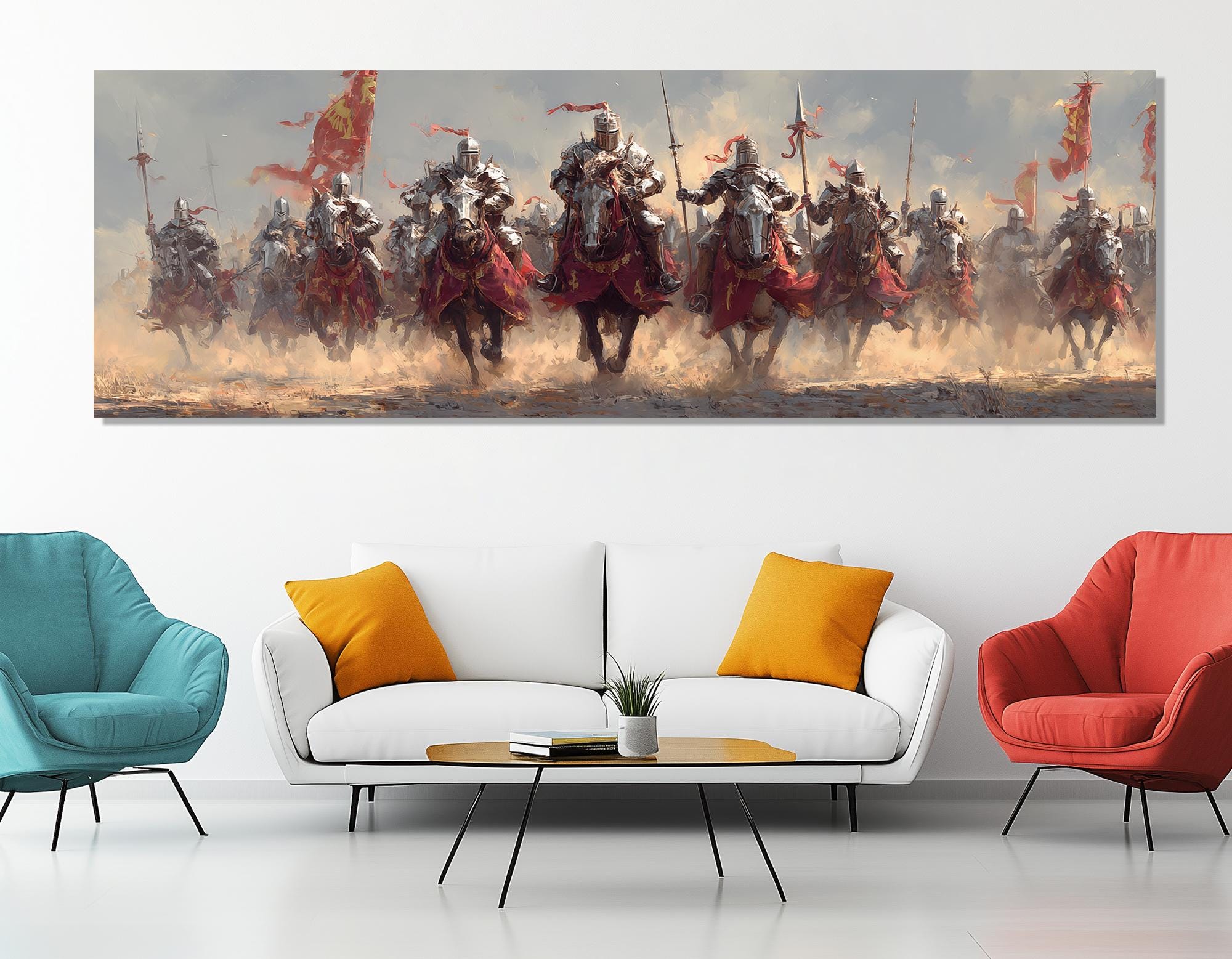 Medieval Knights Charge Canvas Print – Armored Cavalry Wall Art – Epic ...