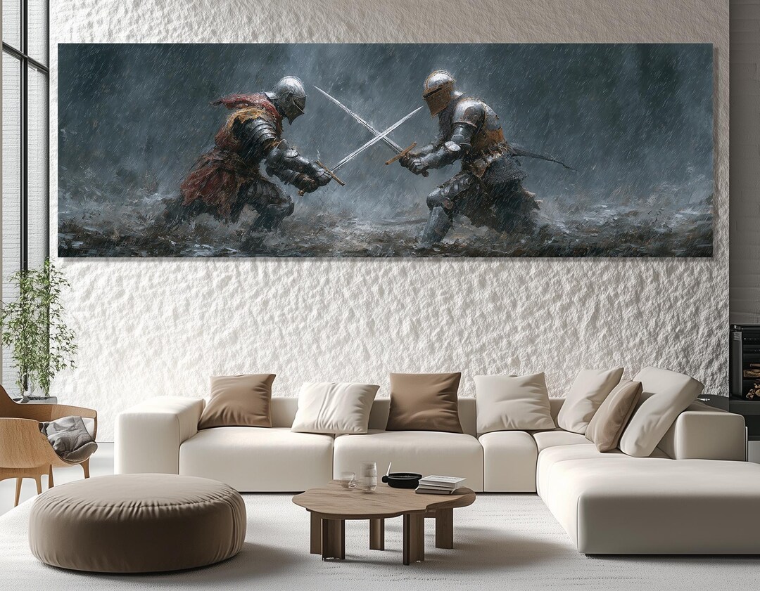 Knight Duel Canvas Print – Medieval Battle Wall Art – Armored Warriors ...