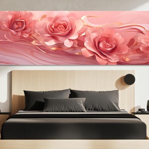 Pink Rose Canvas Print – Elegant Floral Wall Art – Blush Petals Poster – Romantic Flower Painting – Soft Feminine Wall Decor