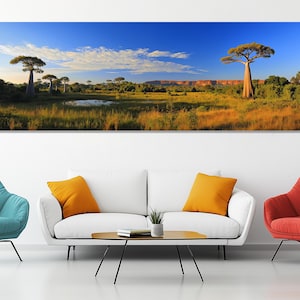 Toile Baobab Avenue de Madagascar - Art mural paysage africain - Peinture baobab
