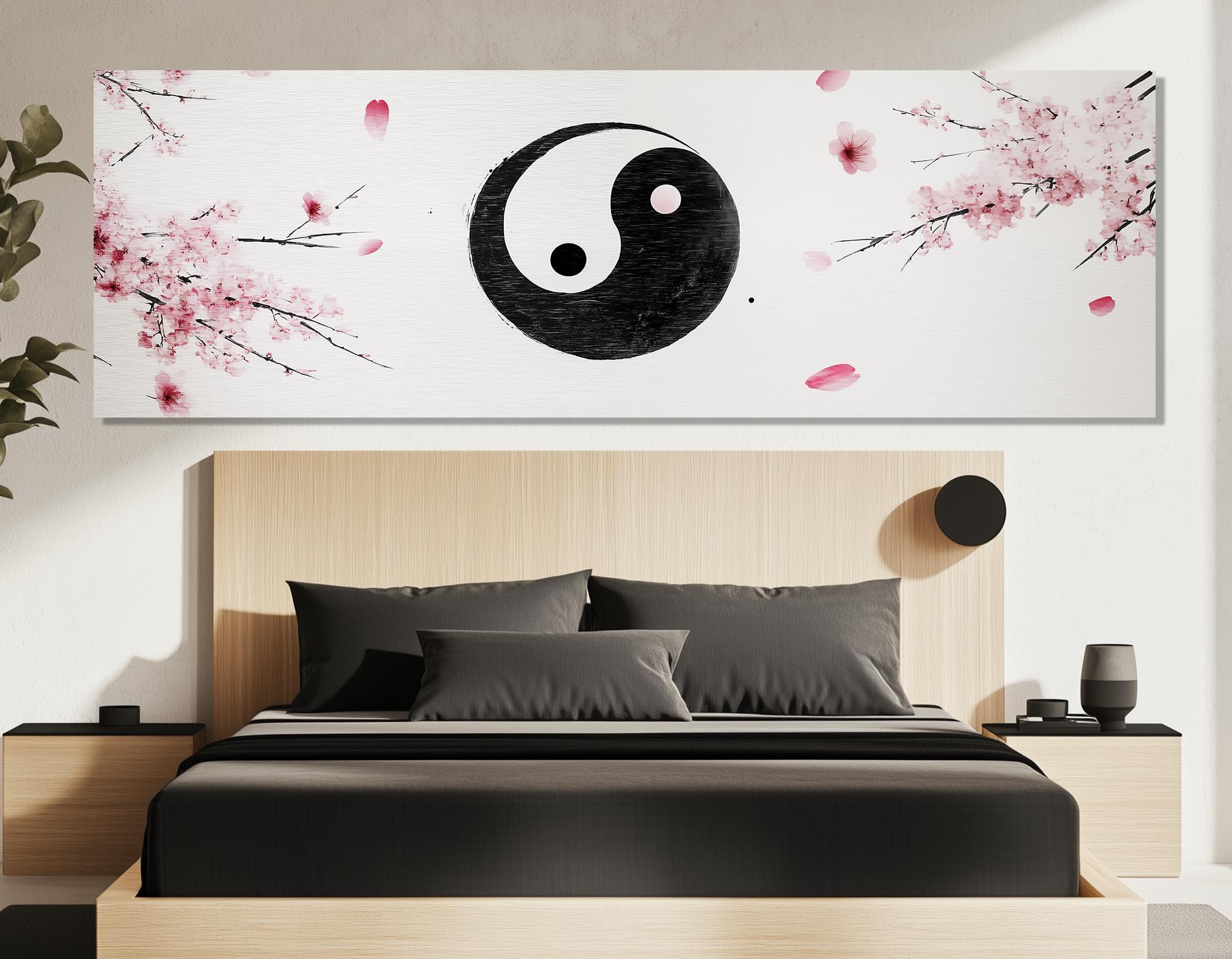 Yin Yang Cherry Blossom Canvas Print – Asian Wall Art – Yin Yang