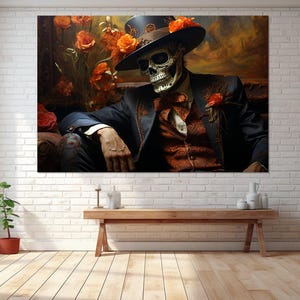 Day Of The Dead Canvas Print, Canvas Wall Art, Canvas Paint Art, Day Of The Dead Art, Digital Art, Canvas Print Ready to Hang.