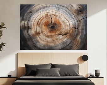 Tree Ring Wall Art – Abstract Wood Print – Natural Texture Poster – Gift for Nature Fans – Rustic Earthy Decor – Tree Ring Painting