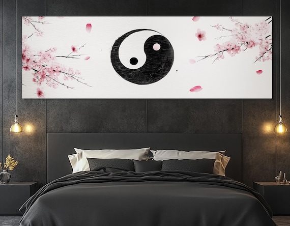 Yin Yang Cherry Blossom Canvas Print – Asian Wall Art – Yin Yang