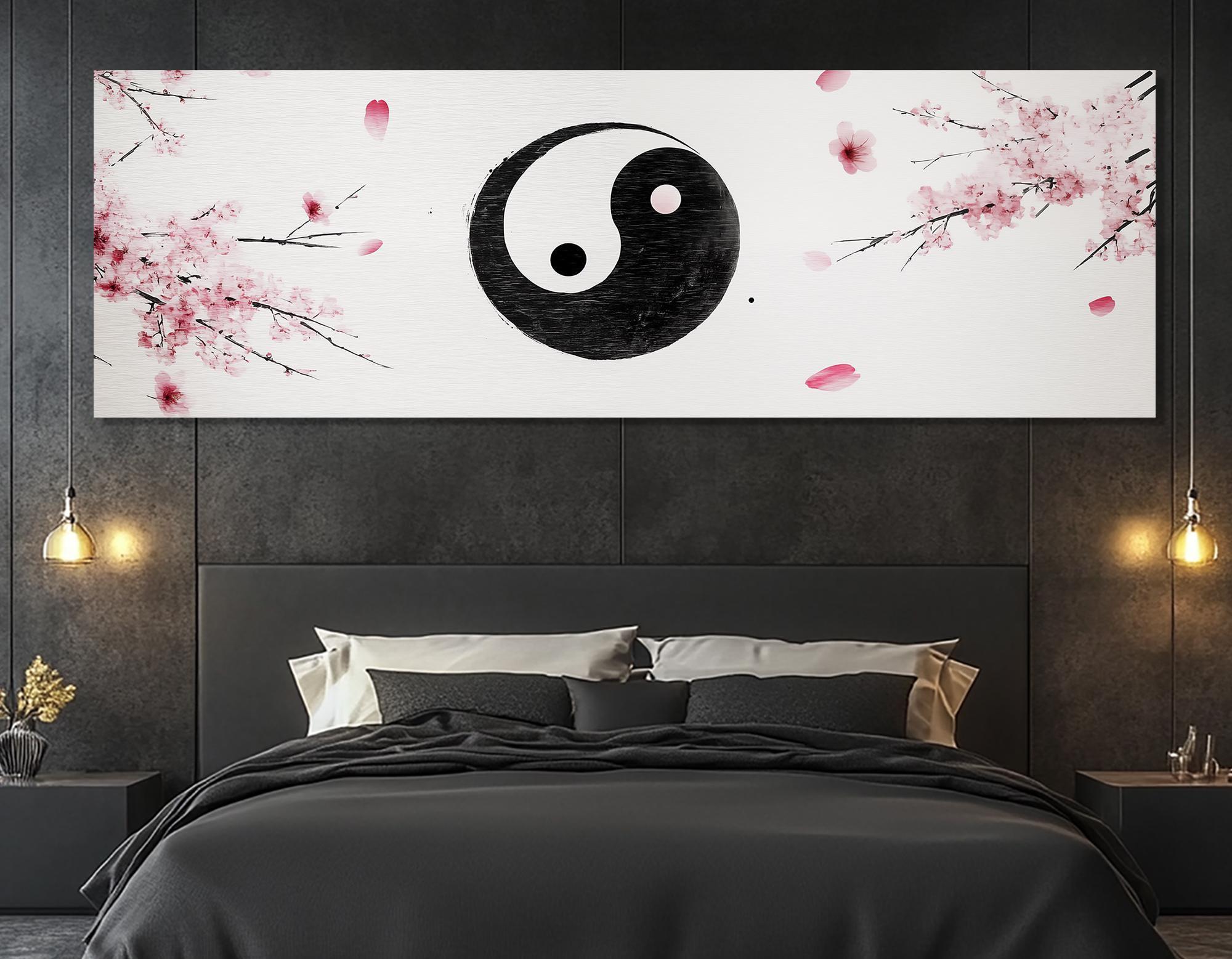 Yin Yang Cherry Blossom Canvas Print – Asian Wall Art – Yin Yang