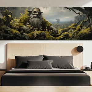 Ancient Forest Troll Canvas Print – Enchanted Woodland Wall Art – Fantasy Creature Painting – Nature Spirit Decor – Mythical Forest Art
