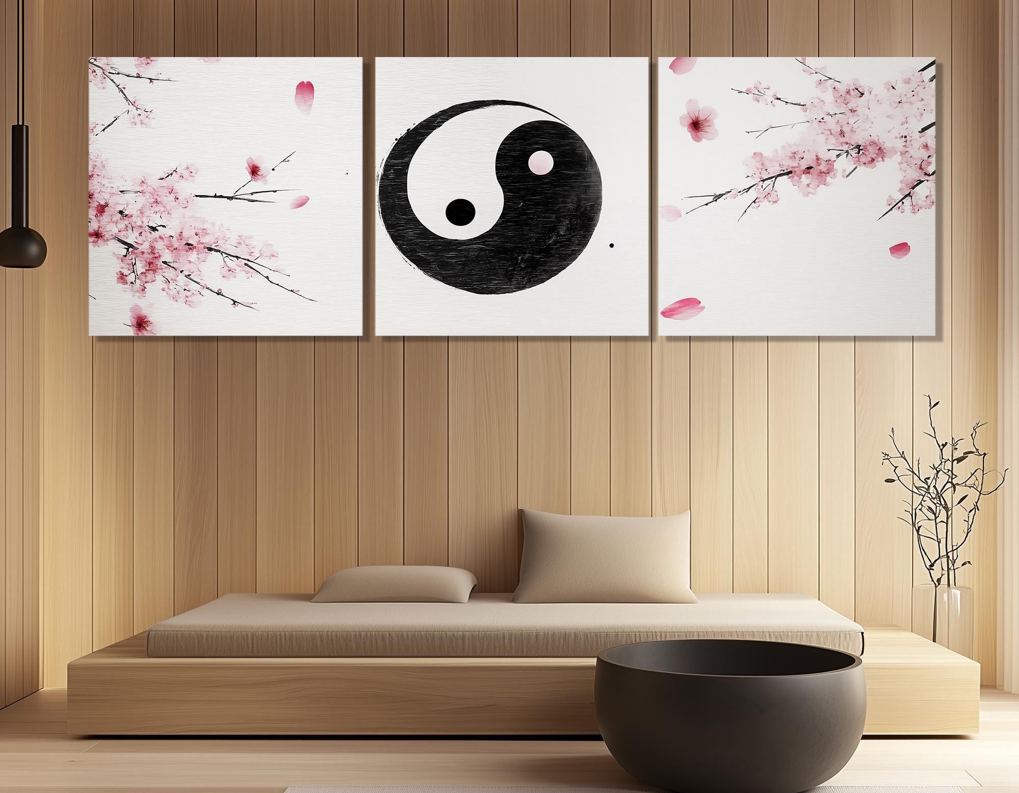 Yin Yang Cherry Blossom Canvas Print – Asian Wall Art – Yin Yang
