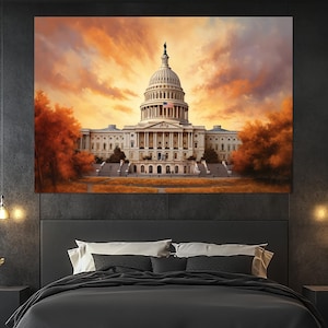 United States Capitol Canvas Print – Washington DC Wall Art – Capitol Landscape Poster – Patriotic Wall Decor – US Capitol Painting