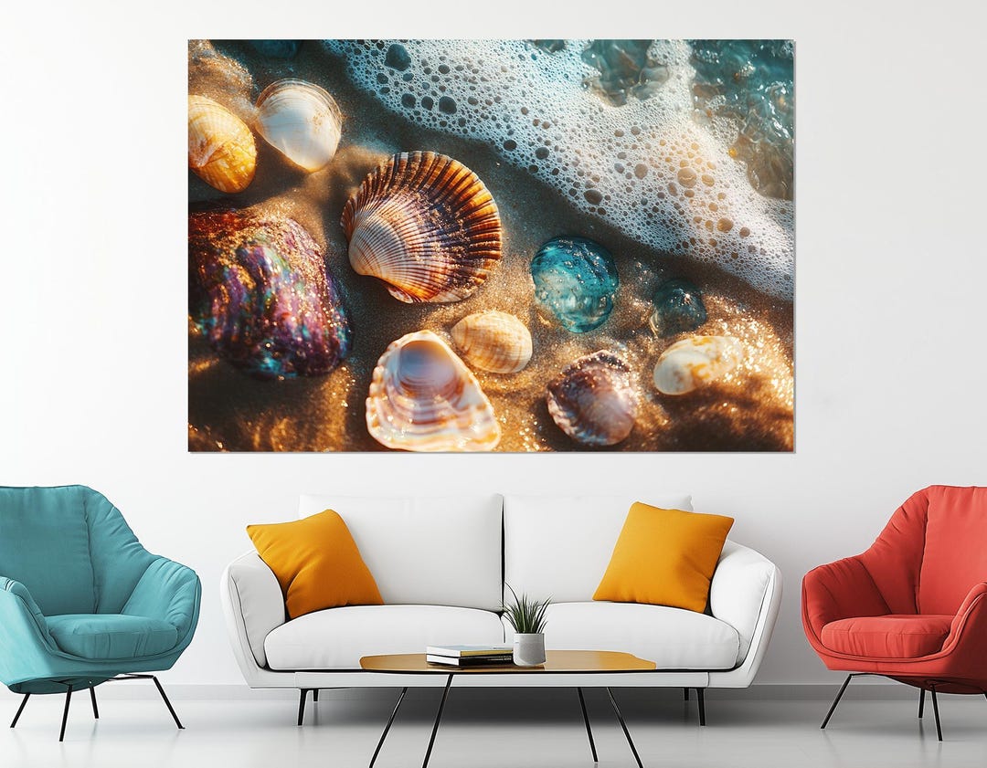 Seashell and Sea Glass Canvas Print – Beach Shell Wall Art – Ocean ...