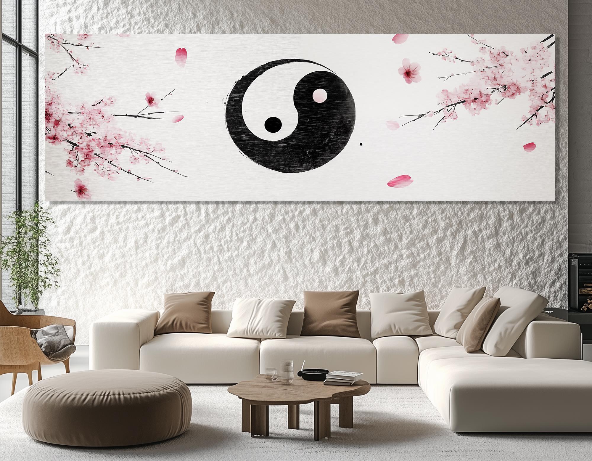 Yin Yang Cherry Blossom Canvas Print – Asian Wall Art – Yin Yang