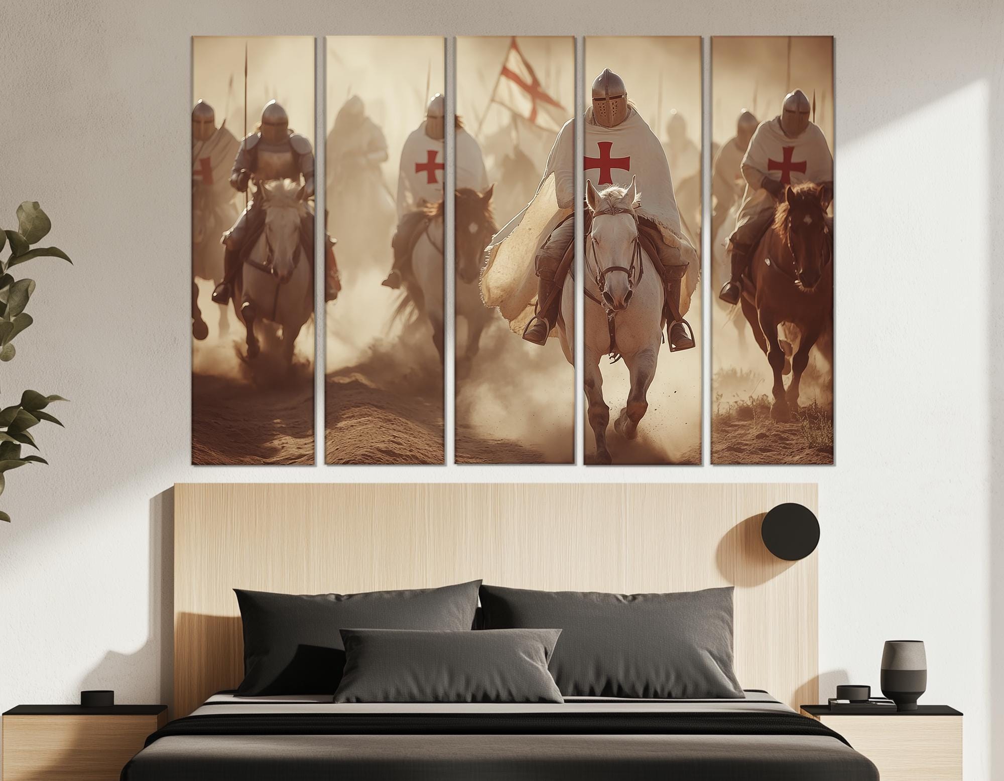 Templar Knights Charge Canvas Print – Crusaders on Horseback Wall Art ...