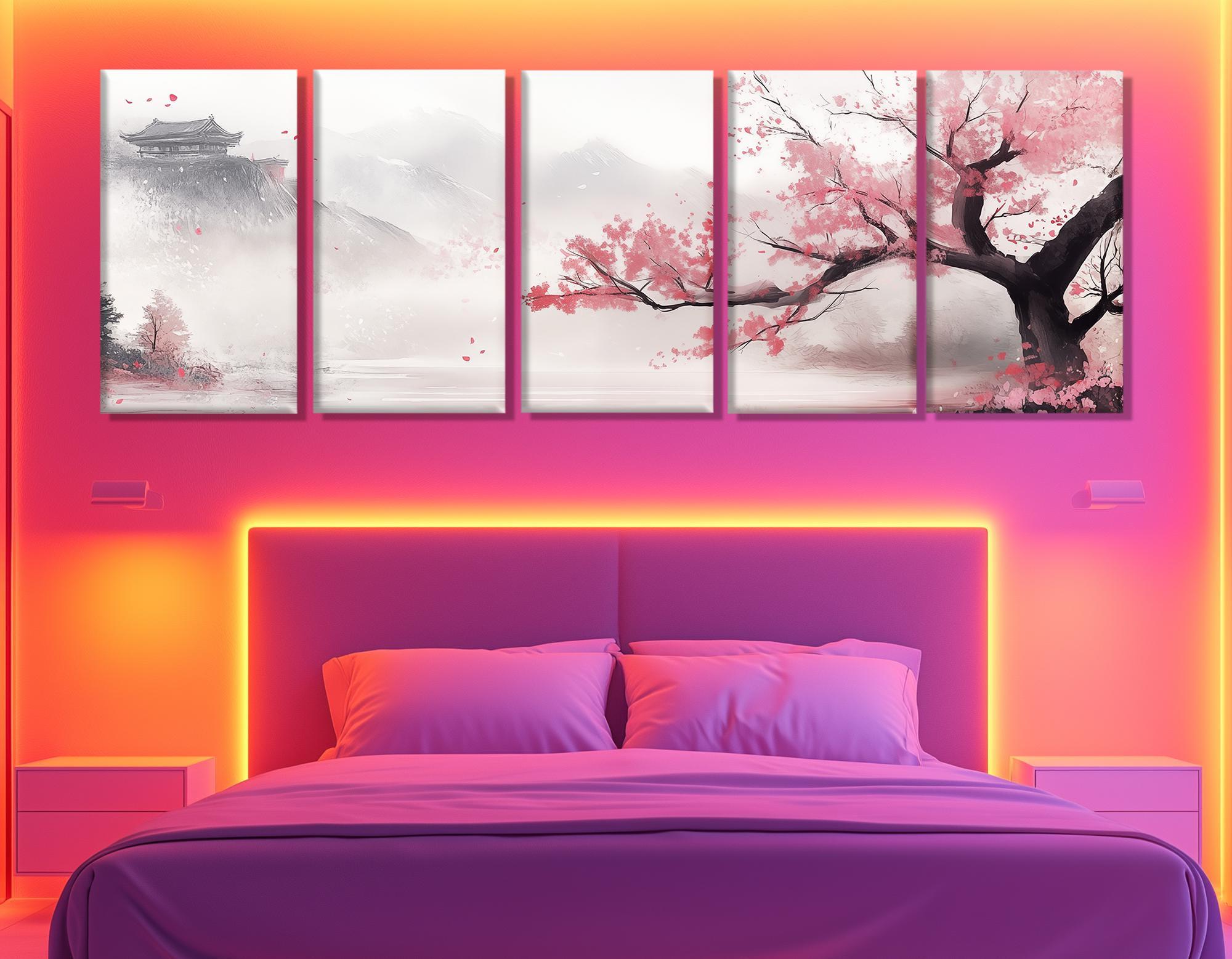 Japanese Ink Sakura Canvas Print – Cherry Blossom Wall Art – Zen