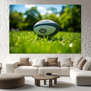 Rugby Ball Canvas Print, Rugby Wall Art, , Rugby Ball Painting, Rugby Ball Poster, Sport Bar Decor, Man Cave Gift, Rugby Fan Gift