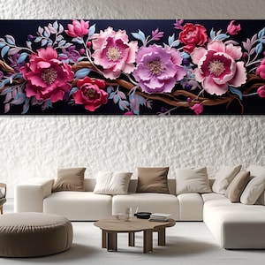 Peony Blossom Wall Art – Pink Peony Flower Canvas Print – Botanical Bloom Poster – Elegant Floral Painting – Gift for Wife or Mom