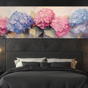 Pastel Hydrangea Canvas Print – Soft Floral Art – Pink & Blue Bloom Wall Decor – Romantic Hydrangea Painting – Elegant Botanical Artwork