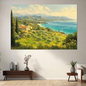 Corfu Island Landscape Canvas Print, Canvas Wall Art, Living Room Decor, Canvas Print Ready to Hang, Corfu Island Painting, Corfu Poster.