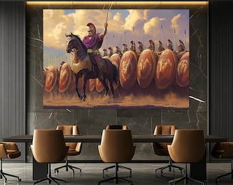 Julius Caesar Leads his Legions into a Battle, Ancient Rome Wall Art, History of Rome Painting, Julius Caesar Poster, Julius Caesar Print
