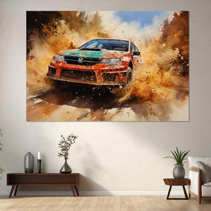 Rally Car Canvas Print, Canvas Wall Art, Canvas Paint Art, Modern Art, Sport Room Decor, Canvas Print Ready to Hang, Rally Car Painting.