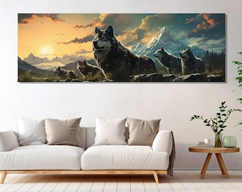 Pack of Wolves Canvas Print, Canvas Wall Art, Canvas Paint Art, Modern Art, Digital Art, Living Room Decor, Canvas Print Ready to Hang.