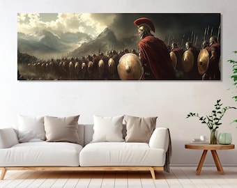 King Leonidas and 300 Spartans Canvas Print, Canvas Wall Decor, 300 Spartans Painting, 300 Spartans Wall Art, Ancient Wall Art.