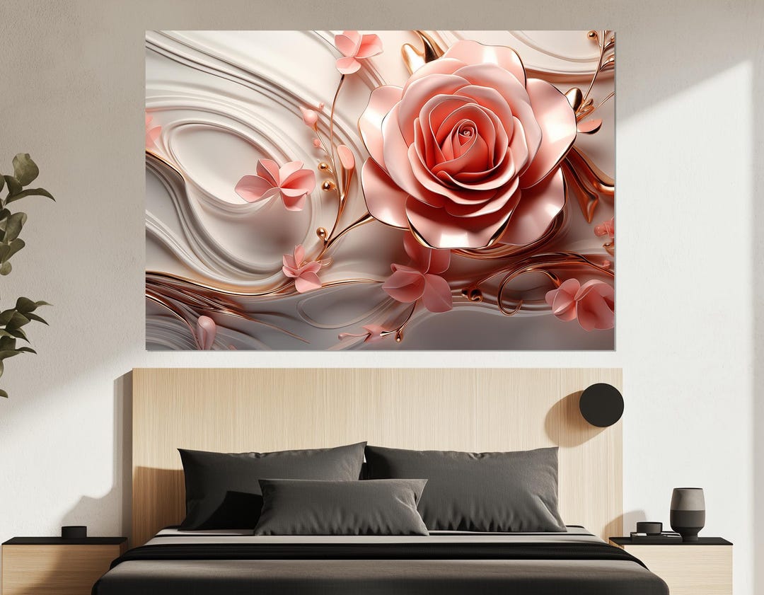 Pink Rose Canvas Print – Luxury Floral Wall Art – Pink Rose Poster ...