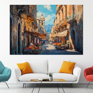 Canvasafdruk Palermo Straten, Sicilië muurkunst, Palermo foto, Palermo schilderij, Sicilië landschap, Palermo poster, Palermo-print