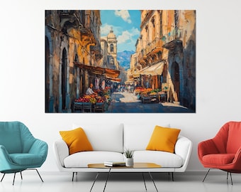 Palermo Streets Canvas Print, Sicily Wall Art, Palermo Picture, Palermo Painting, Sicily Landscape, Palermo Poster, Palermo Print