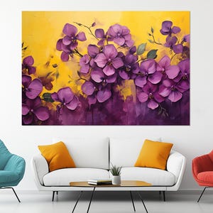 Purple Pansy Canvas Print – Bold Floral Wall Art – Pansy Flowers Painting – Colorful Garden Poster – Modern Nature Room Decor