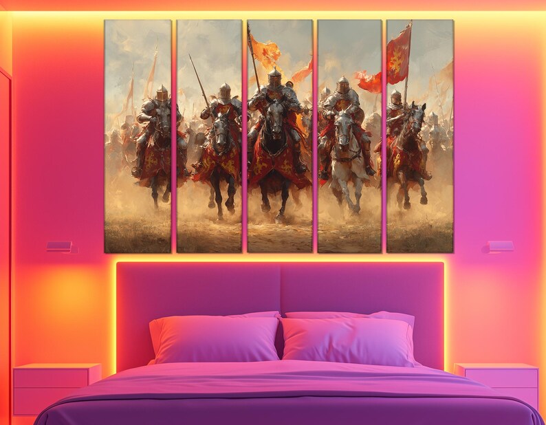 Medieval Knights Charge Canvas Print – Epic Cavalry Wall Art – Armored ...