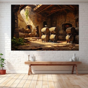 Wine Cellar Canvas Print, Canvas Wall Art, Canvas Paint Art, Restaurant Art Decor, Wine Bar Art, Canvas Wall Hanging, Wine Cellar Picture.