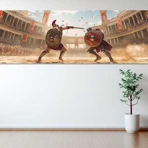 Gladiators Fight Canvas Print, Canvas Wall Art, Gladiators Picture, Gladiators Wall Art, Ancient Rome Room Decor, Gladiators Oil Painting.