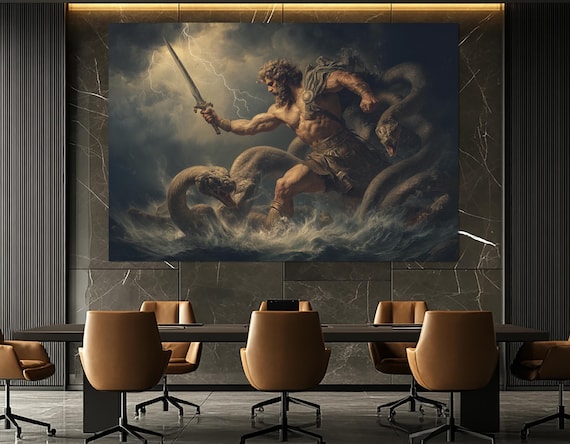 Heracles and the Hydra Canvas Print – Greek Mythology Wall Art