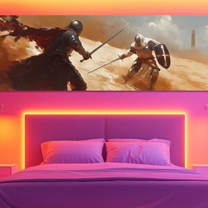 Medieval Knight Duel Canvas Print – Crusader Battle Wall Art – Epic ...