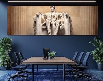 Lincoln Memorial Canvas Print – Washington DC Wall Art – Abraham Lincoln Statue Painting – American History Wall Decor – Patriotic Poster